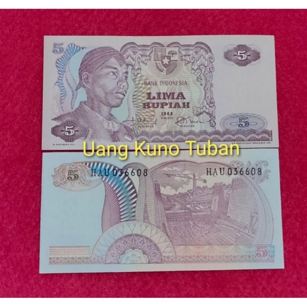 uang kuno lima rupiah sudirman. 5 rupiah seri sudirman tahun 1968