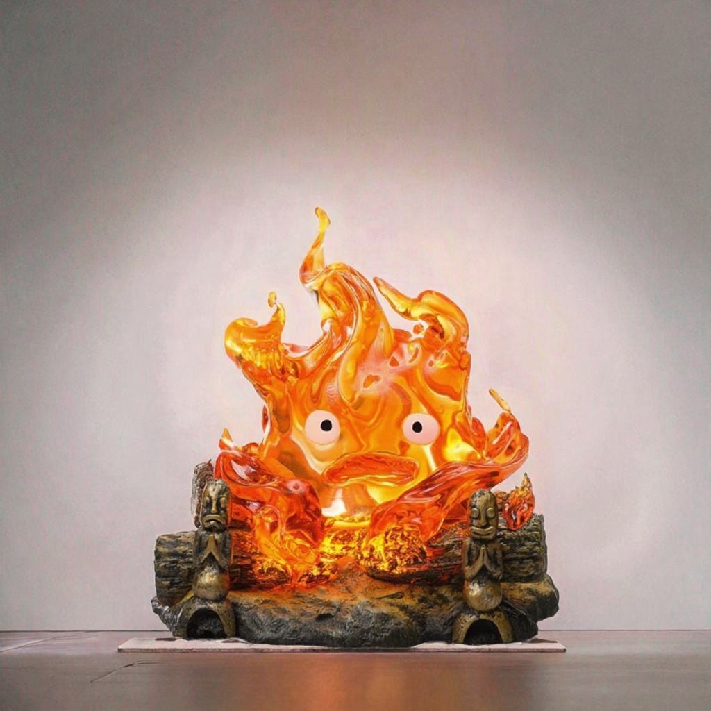 12CM Studio Ghibli Howl's Moving Castle – Calcifer Breathing Lamp Kustom Figur Anime PVC