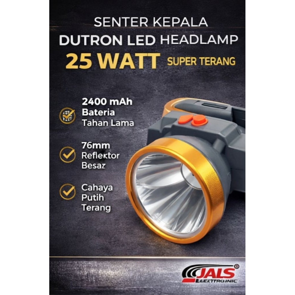 Senter Kepala Dutron 25W LED Headlamp – Super Terang | Tahan Lama | Cocok Outdoor & Kerja