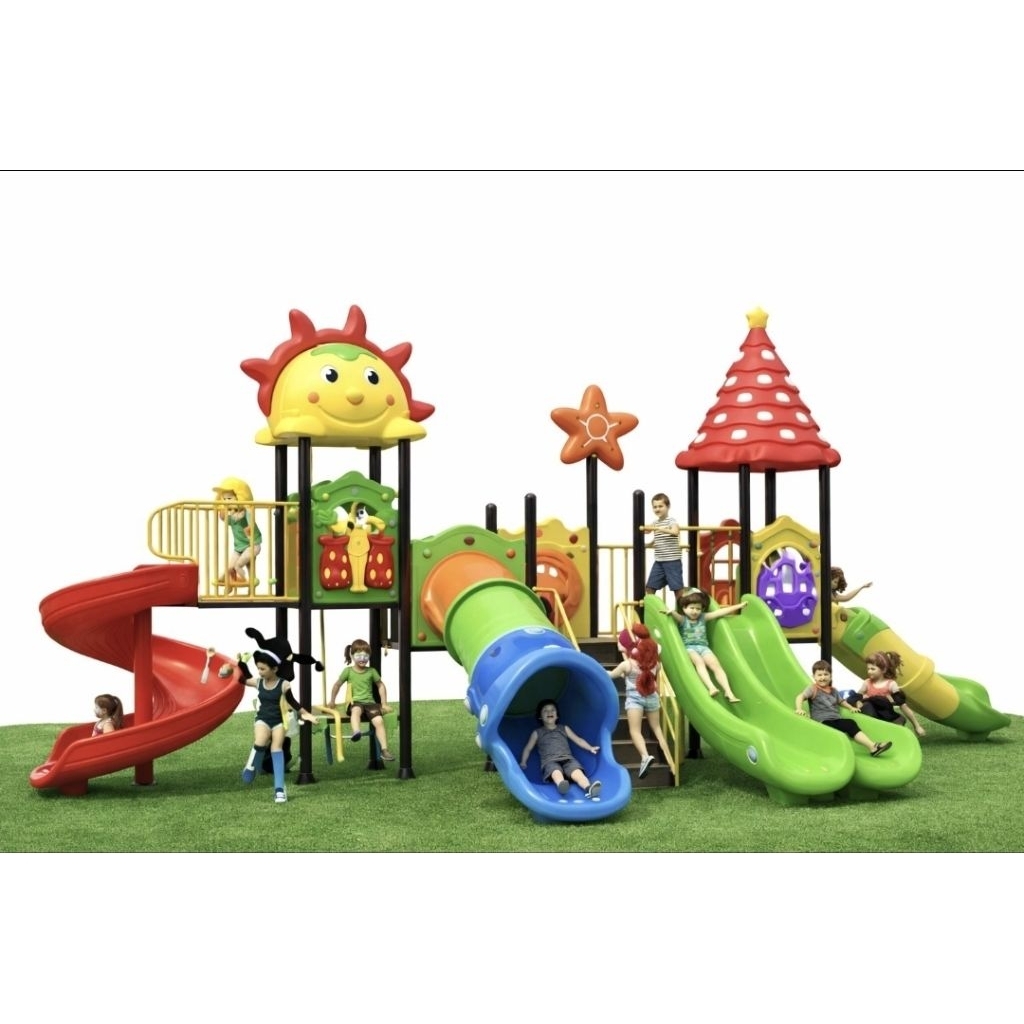 TERBARU PLAYGROUND BESI GALVANIS HDPE TEBAL KOKOH INDOOR OUTDOOR DOUBLE SPIRAL SWING PEROSOTAN TUNNE