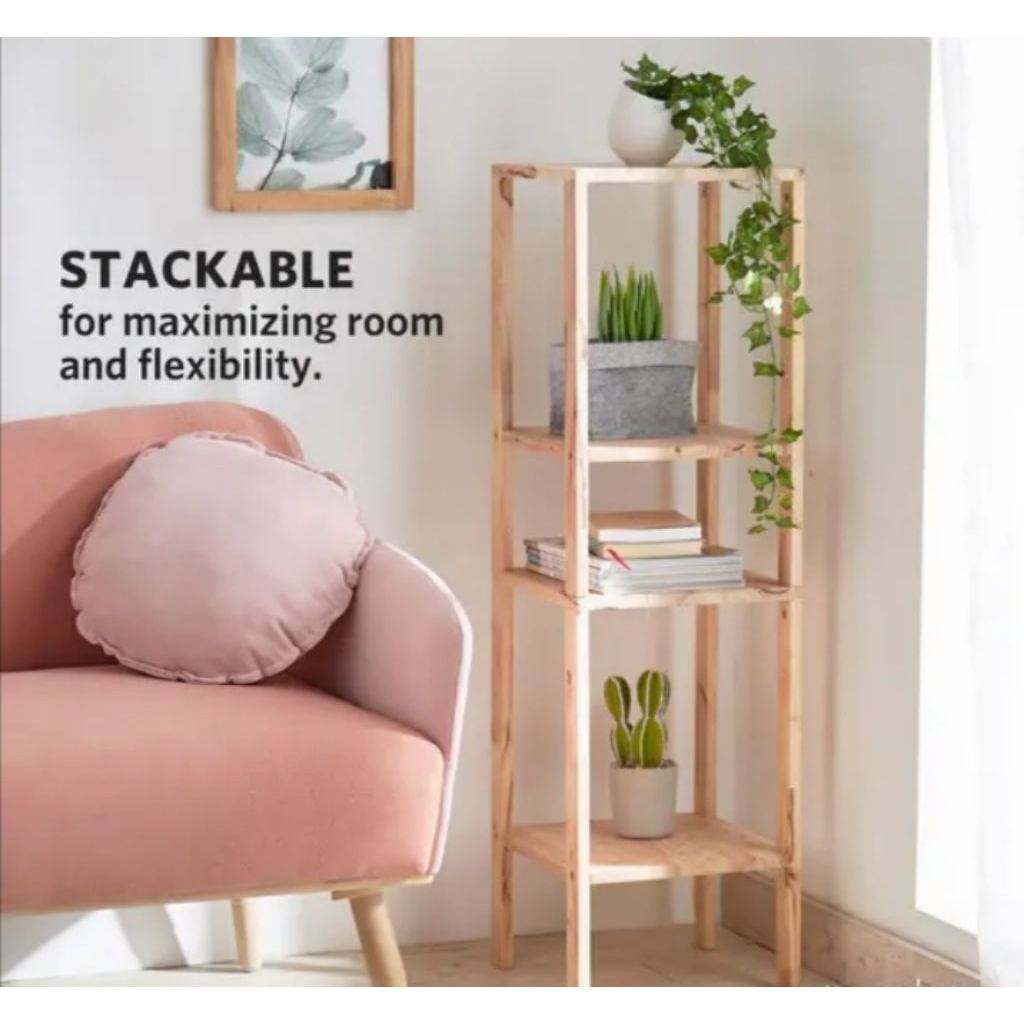 Rak kayu 4 Susun rak buku rak bunga Rak serbaguna