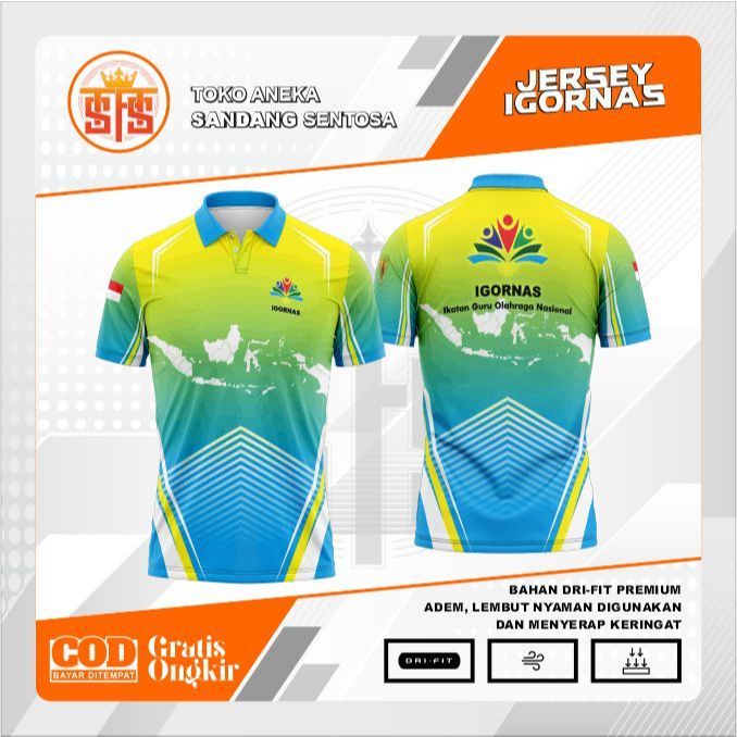 Jersey Polo IGORNAS Lengan Pendek | Dri Fit Milano Premium | Jersey Ikatan Guru Olahraga Nasional | 