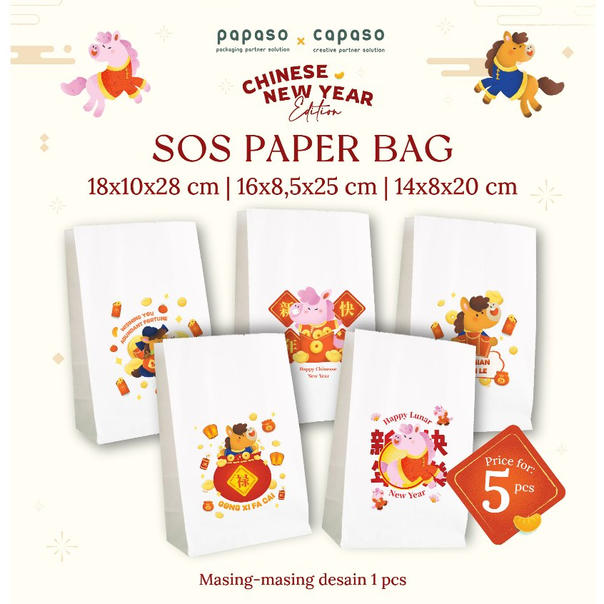 Paper Bag SOS CNY / Kantong Kertas SOS Imlek / Packaging Imlek