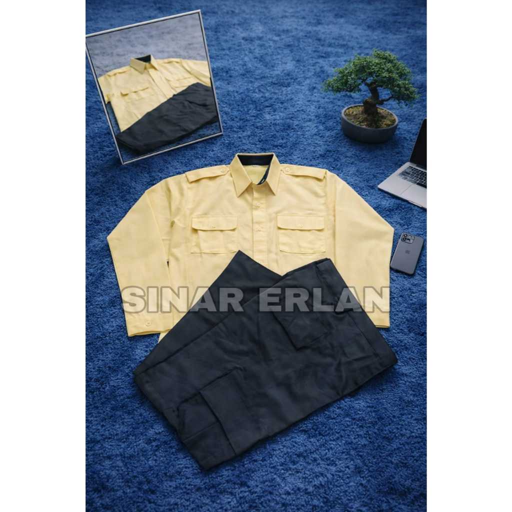 sinar erlan 1 stel baju pdh security seragam pdl cream terbaru sragam satpam kream coklat warna  bah