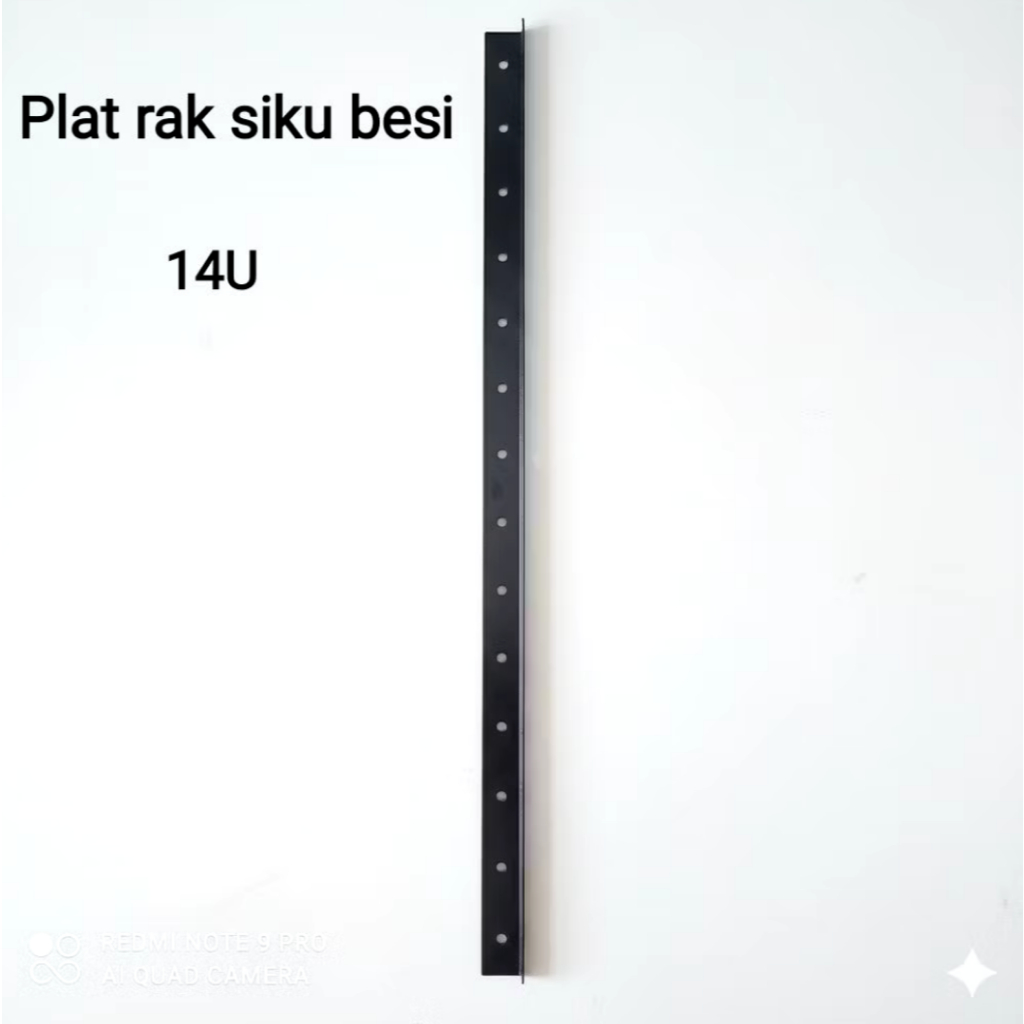Lis siku L hardcase 14U plat rak siku rell besi hitam