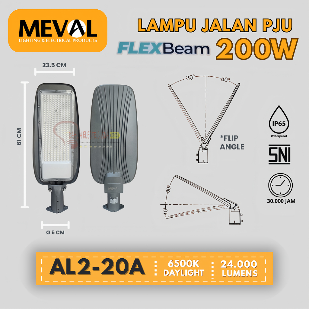 LAMPU JALAN / LED STREET LIGHT FLEXIBLE BEAM 200W AL2-20A MEVAL