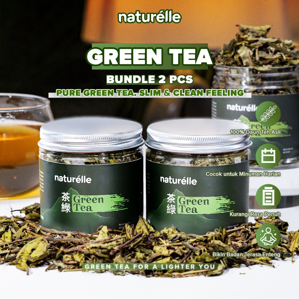 [TWINPACK] Naturelle Green Tea 2pcs - Teh Hijau Daun Asli Alami & Segar | 100% Daun Teh Hijau