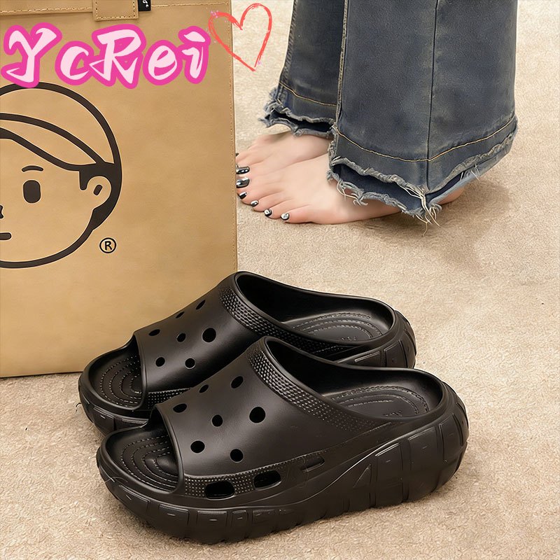 YcRei 2025 Sandal Wanita, Sandal Hak Tinggi Modis, Wedges Gaya Korea, Sandal Jelly Wanita