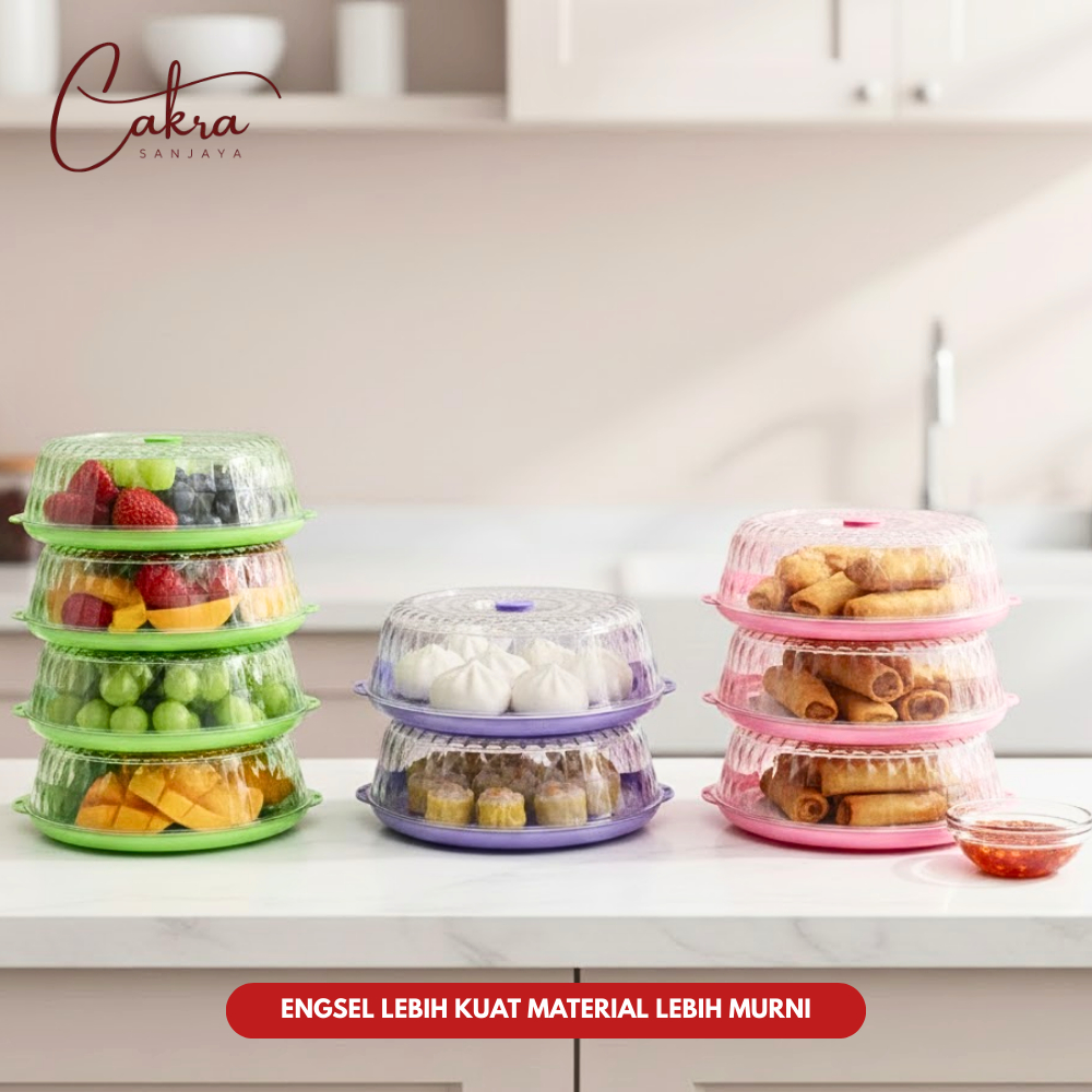 CAKRA Tudung Saji Kristal Modern 3 4 5 Tingkat / Tudung Saji Acrylic Makanan Tebal Premium