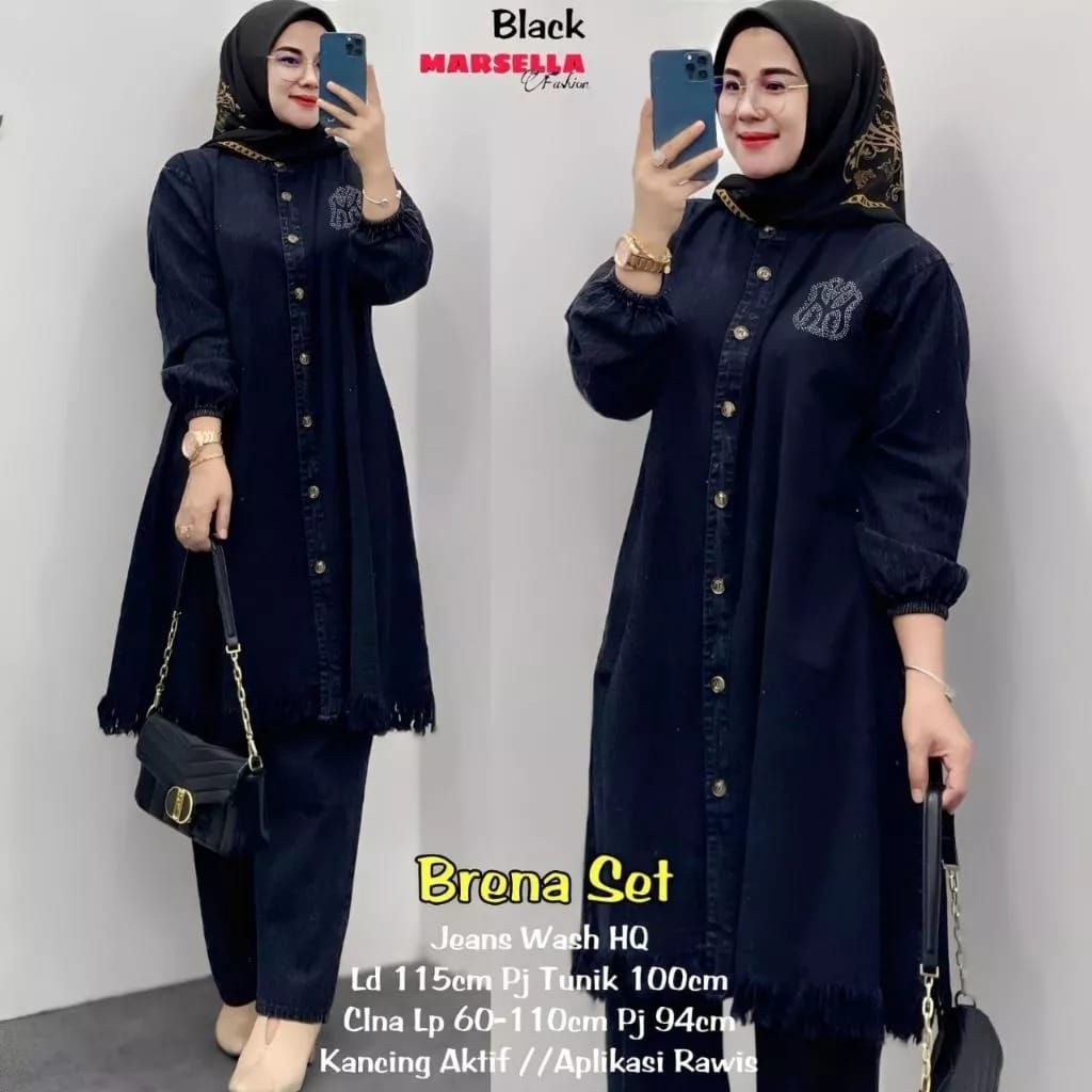 Jammie Setelan Jeans Wanita High Quality / Jesica Set / Brena Set / Tunik dan Kulot Jeans