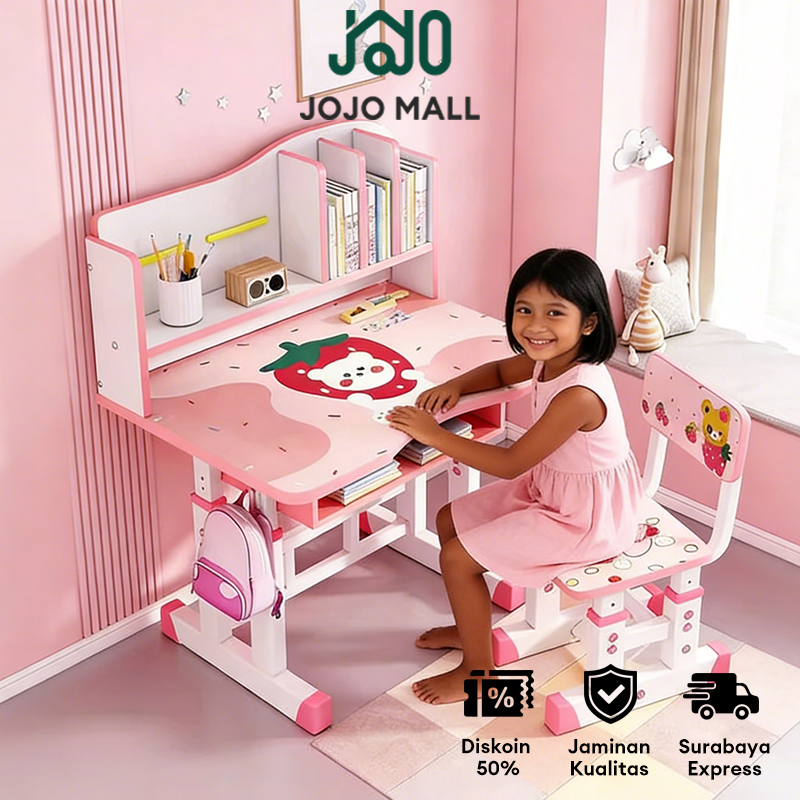 Meja belajar anak set kursi Meja belajar anak perempuan Meja belajar aesthetic Lemari belajar anak