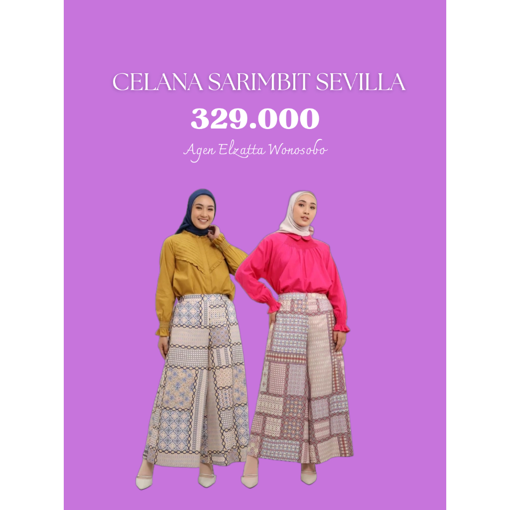 Elzatta Celana Sarimbit Sevilla Kulot wanita wanita celana panjang