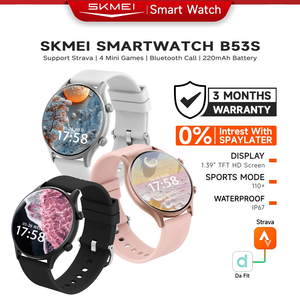 SKMEI Smart watch B53S Wanita Pria Panggilan Bluetooth, Cek Tekanan Darah & Oksigen Anti Air IP67 Ta