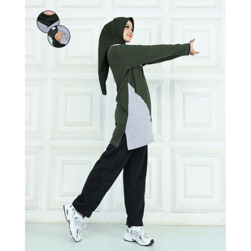 Setelan Baju Olahraga Wanita Lengan Panjang – Cocok Senam, Gym & Jalan Santai