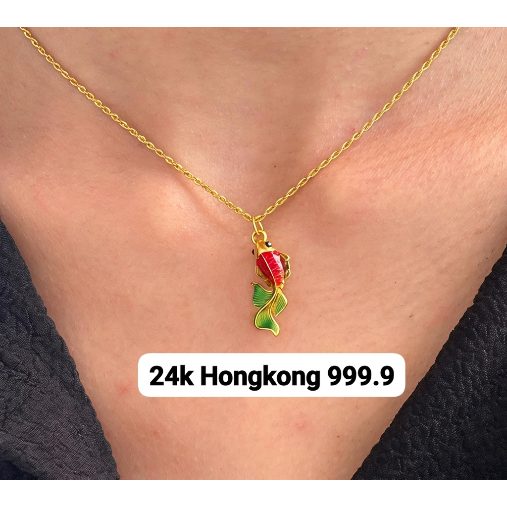 Liontin Emas Asli Ikan Cat 24K Hongkong 999.9