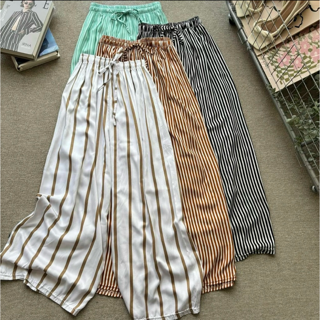 KULOT RAYON SALUR STRIPE // STRIPE PANTS BANGKOK // EVERYDAY PANTS // CELANA KULOT SALUR //