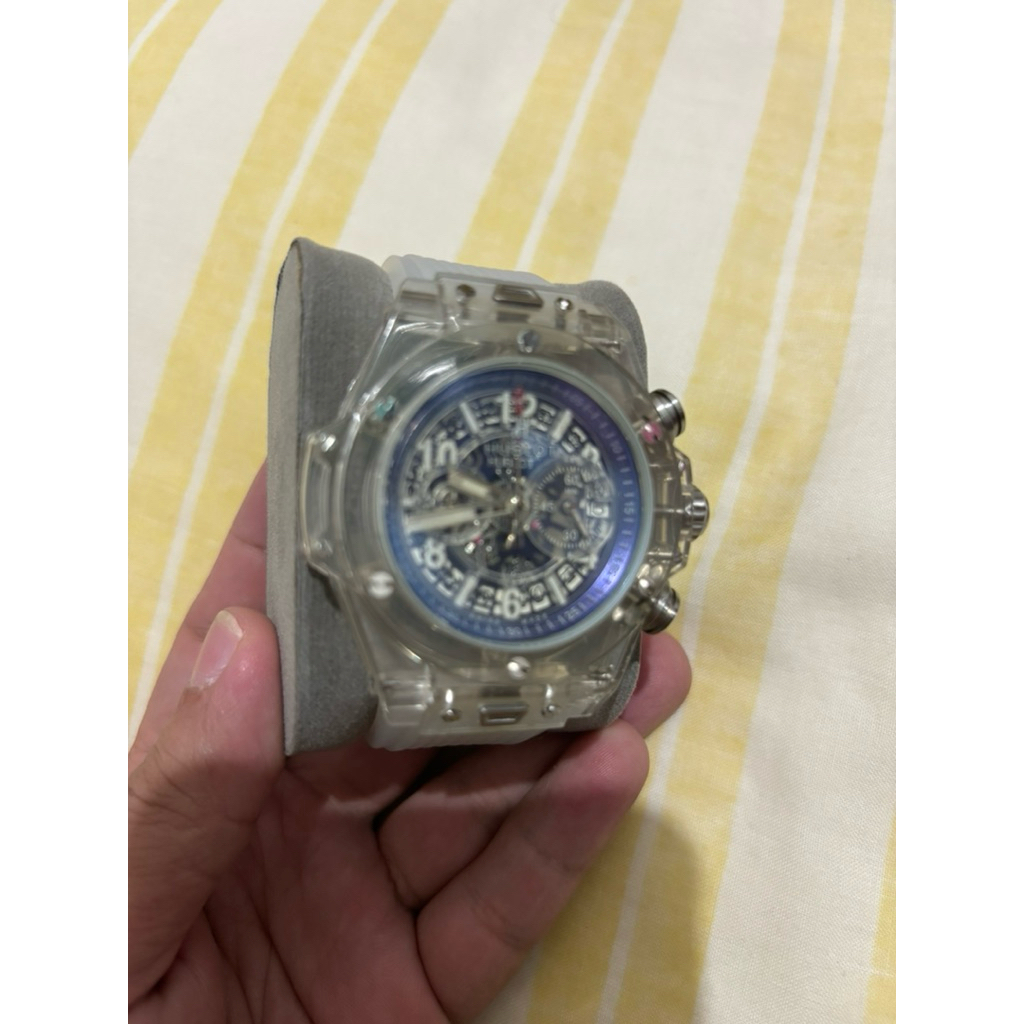 jam tangan pria transparant hublot bigbang limited quart