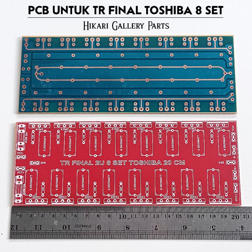 PCB TR FINAL 2U TOSHIBA 8 SET 20cm - PCB transistor final 8 set ukuran 8x20cm