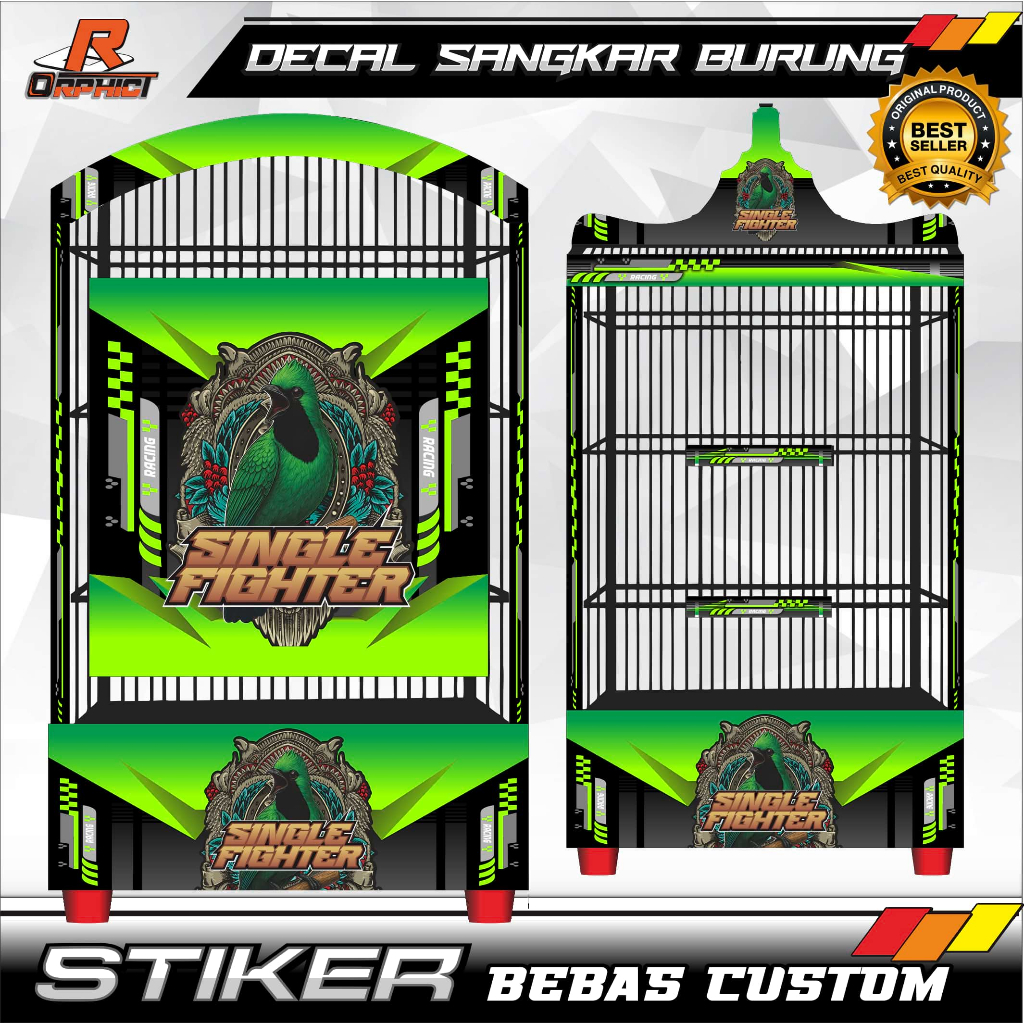 DECAL STIKER sangkar custom cendet cucak ijo kenari kacer KANDANG BURUNG KOTAK STIKER UKURAN BESAR K
