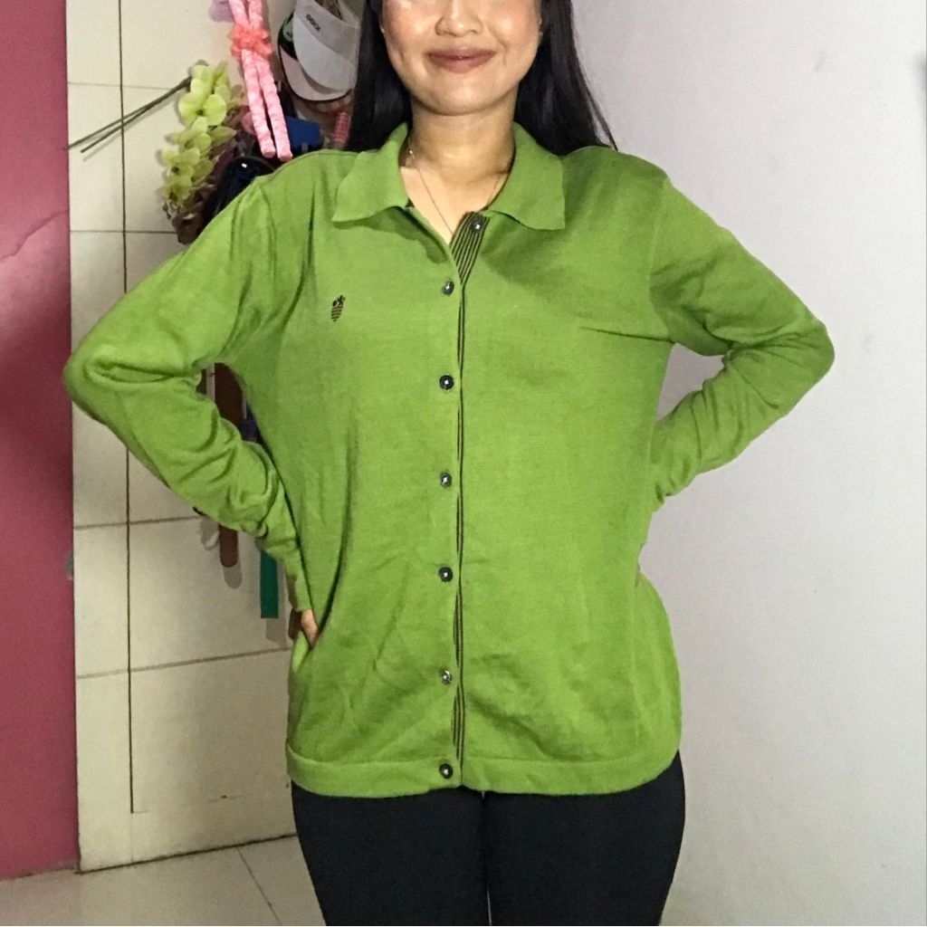 Atasan Knitwear Berkerah | Forest Green/Hijau