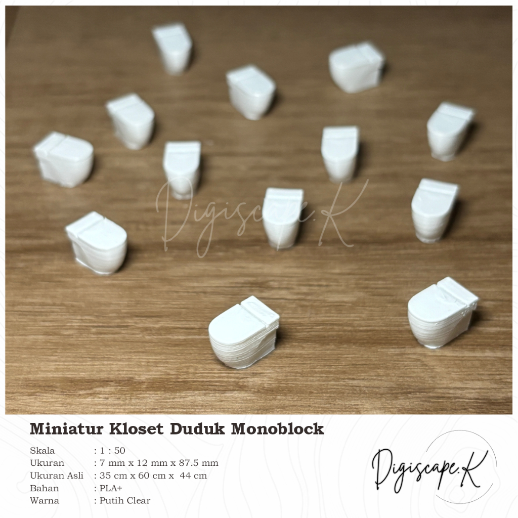 Miniatur Diorama Maket Toilet Closet Kloset WC Duduk Model Monoblock 1:50