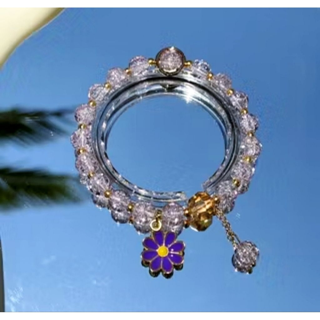 GELANG CRYSTAL UNGU/GELANG AESTHETIC UNGU/PURPLE CRYSTAL BRACELET/GELANG CRYSTAL BUNGA UNGU