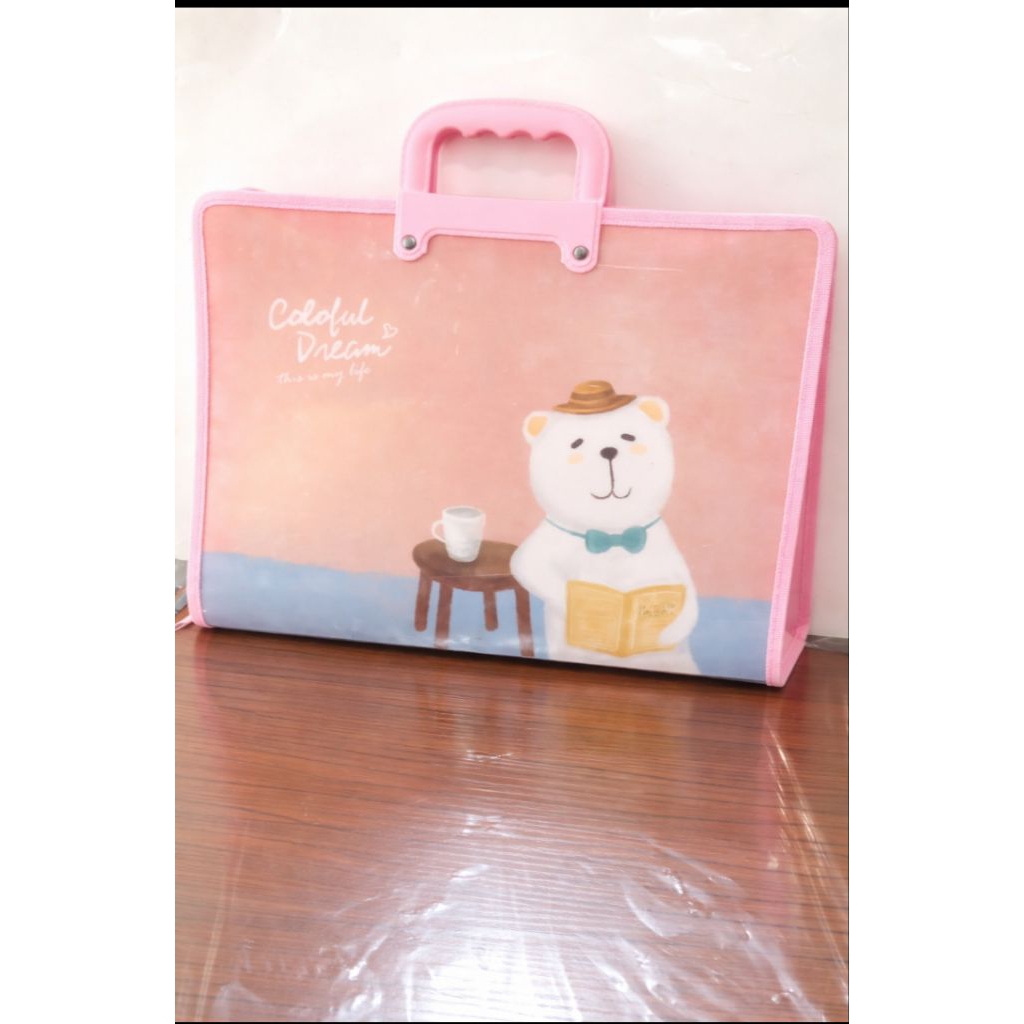 Map handle bag sleting | Tas dokumen motif lucu