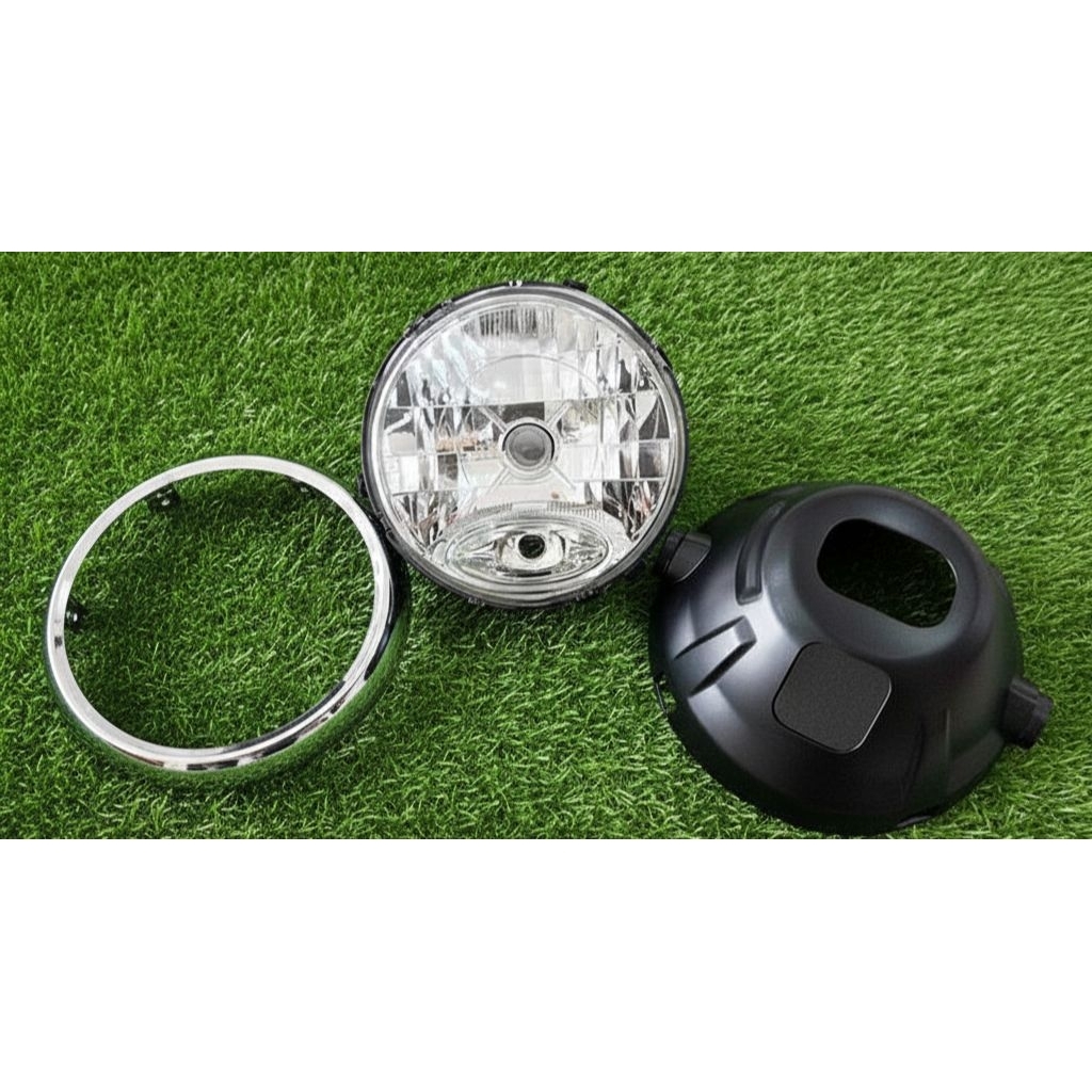 Lampu Depan Motor RX-King Bulat dengan Cover Hitam Tebal dan Kokoh