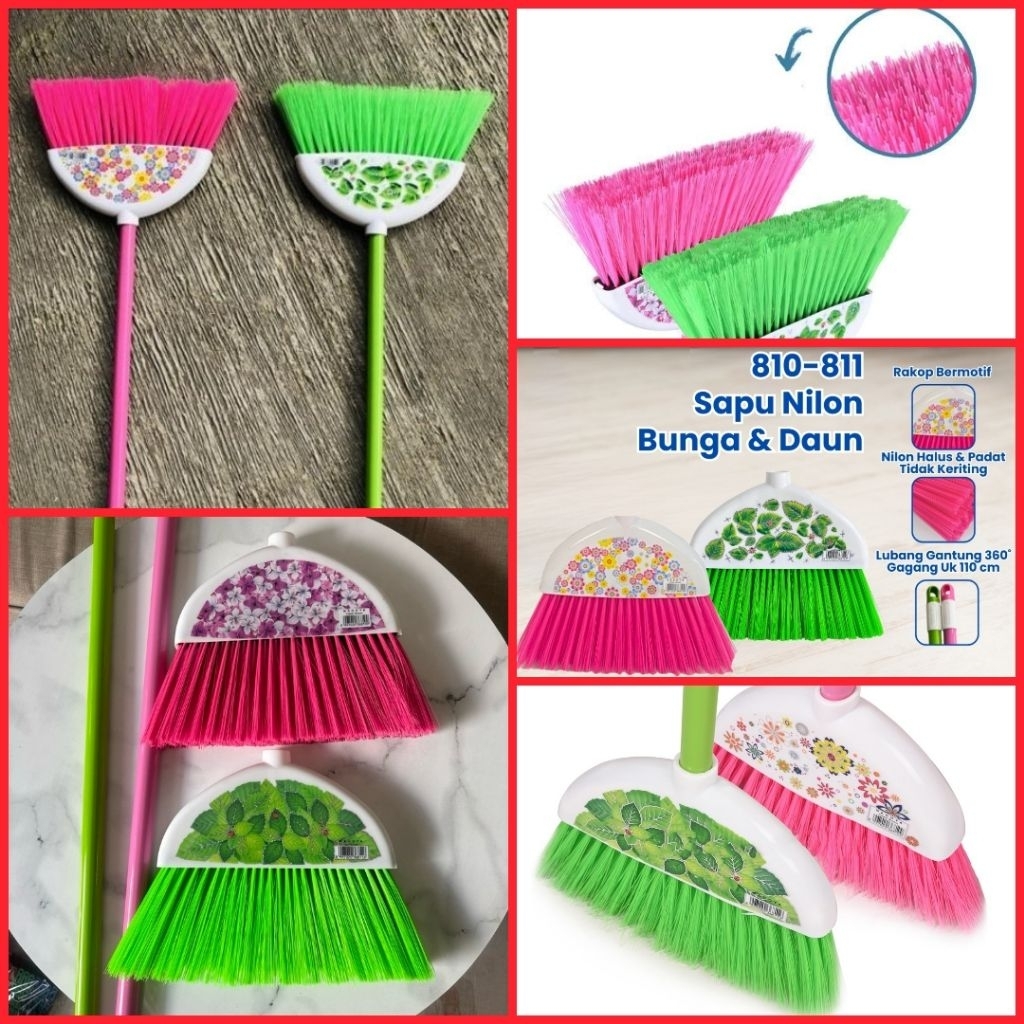 sapu plastik sapu lantai sapu nagoya plastik motif bunga
