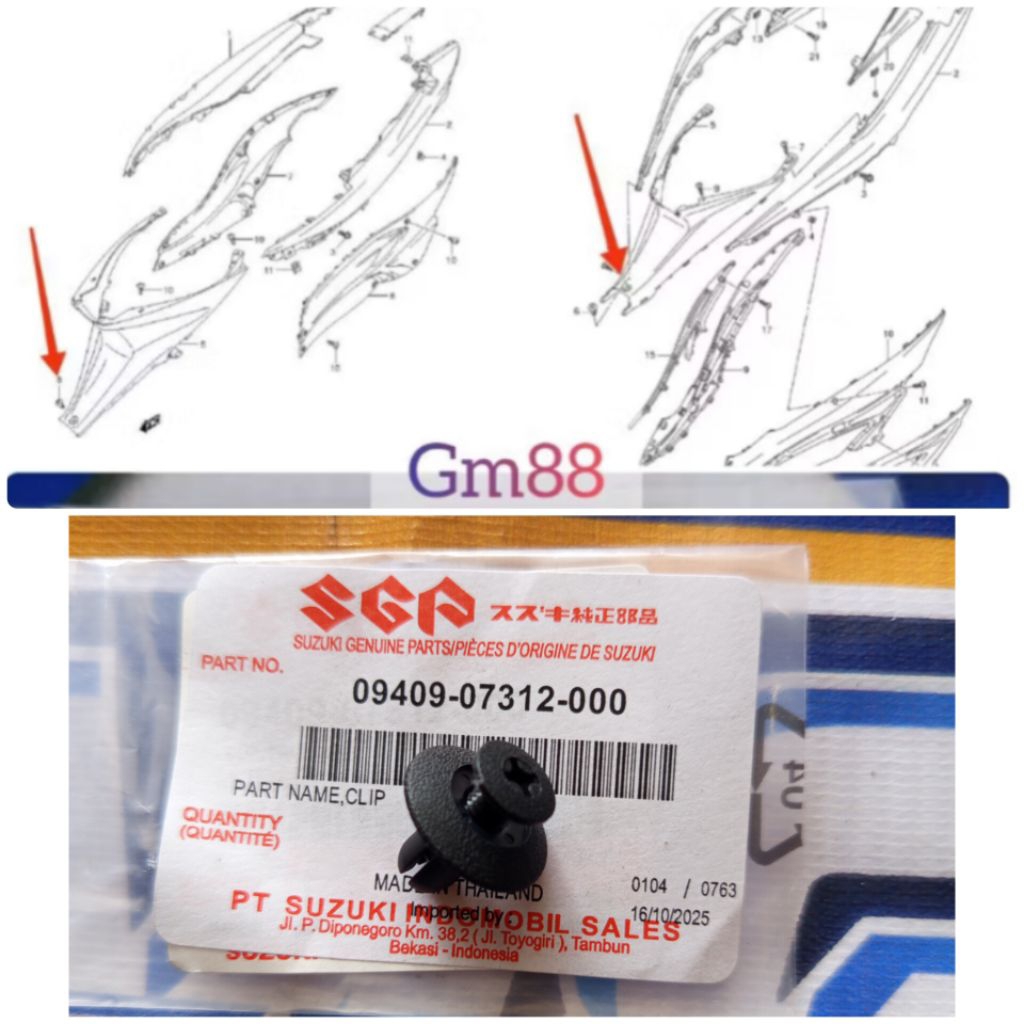 KLIP LEGSHIEL / KLIP TENGAH SKYWAVE/HAYATE 9409-07312 ORIGINAL SGP