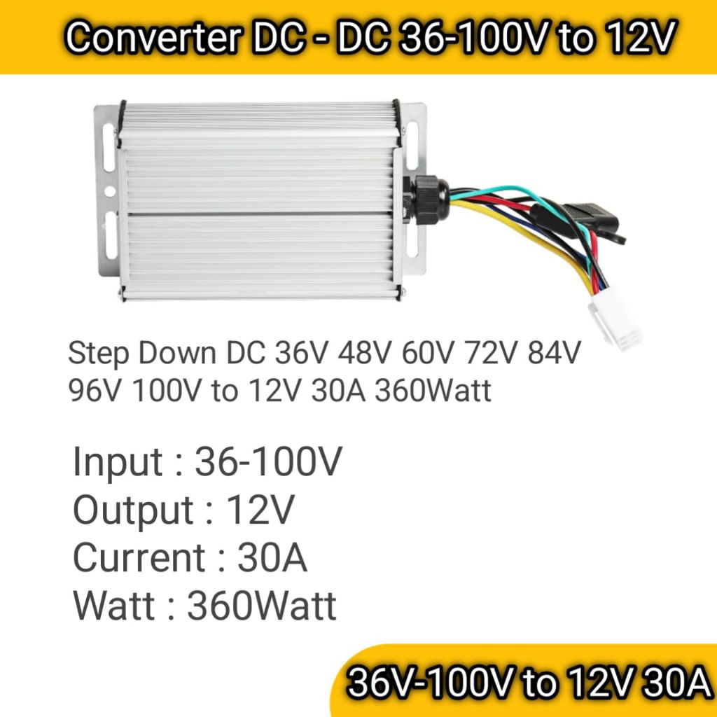 Converter DC 36V-100V 30A Step Down DC 36V 48V 56V 72V 96V 100V to 12V 30A 360Watt Waterptoof