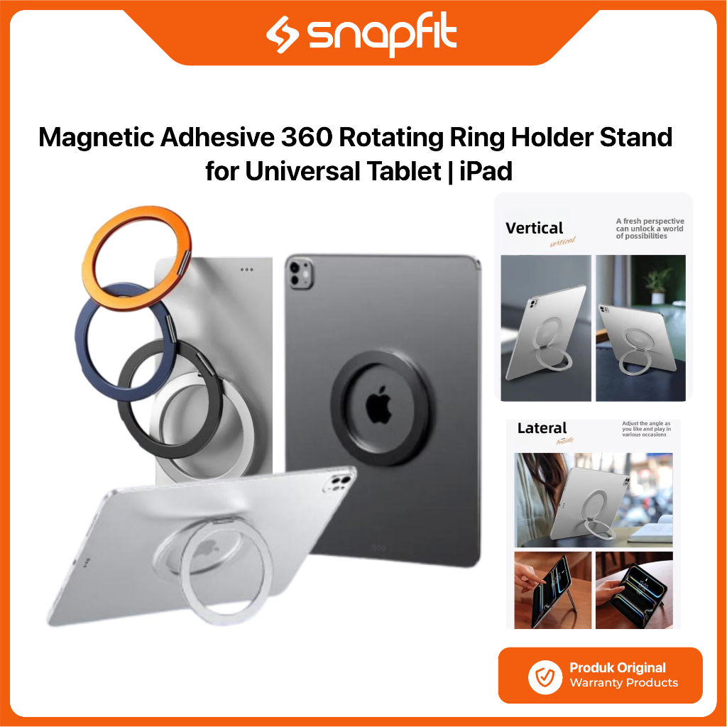 SNAPFIT Ring Holder Stand Grip iPad SNAPFIT Tablet Magnetic Stand Adhesive iPad Folding Lazy Stand T