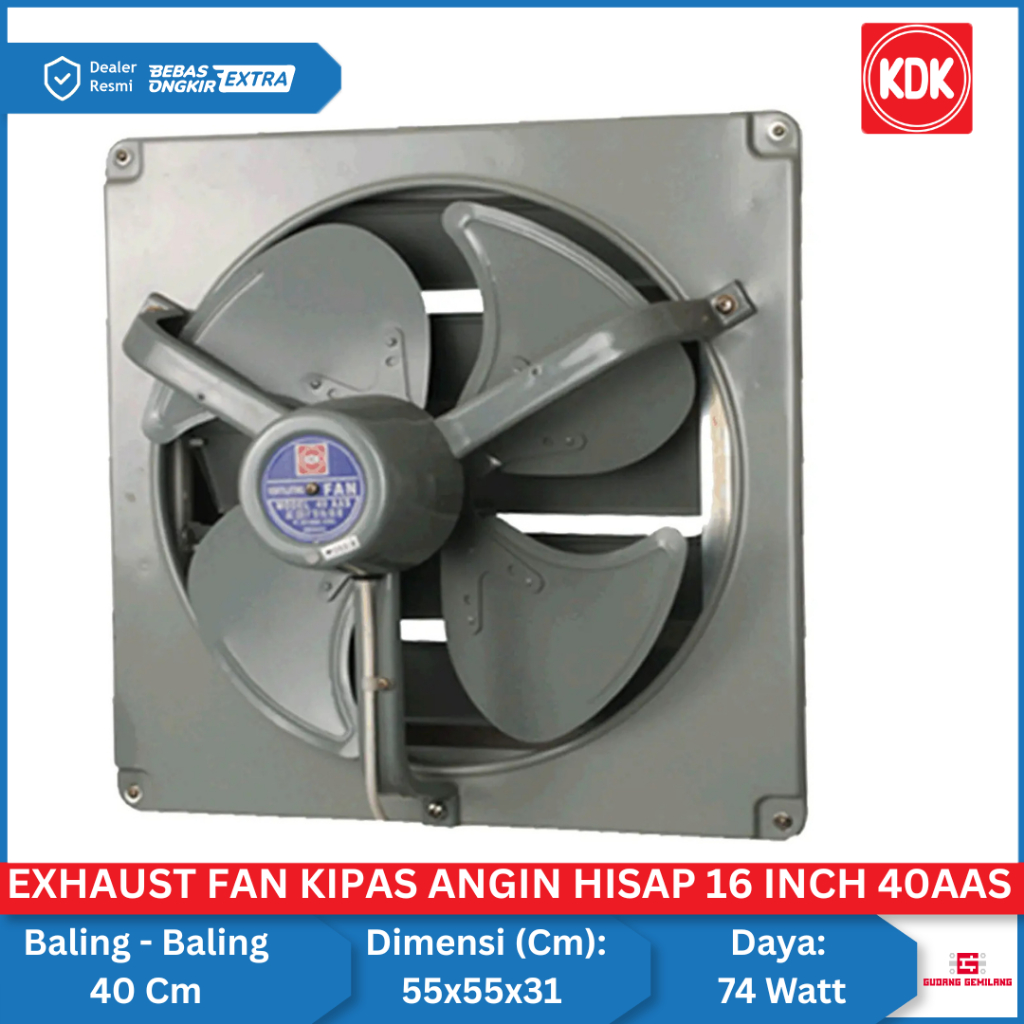 Kipas Angin Dinding Eksos Exhaust Fan Dinding 16" 16 Inch 40AAS KDK