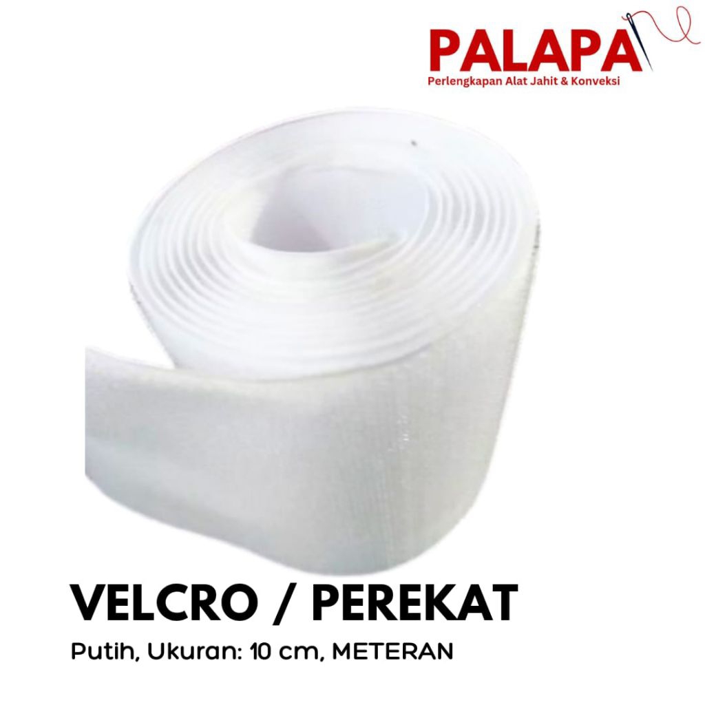 perekat velcro putih 10cm permeter (sepasang kasar dan halus)