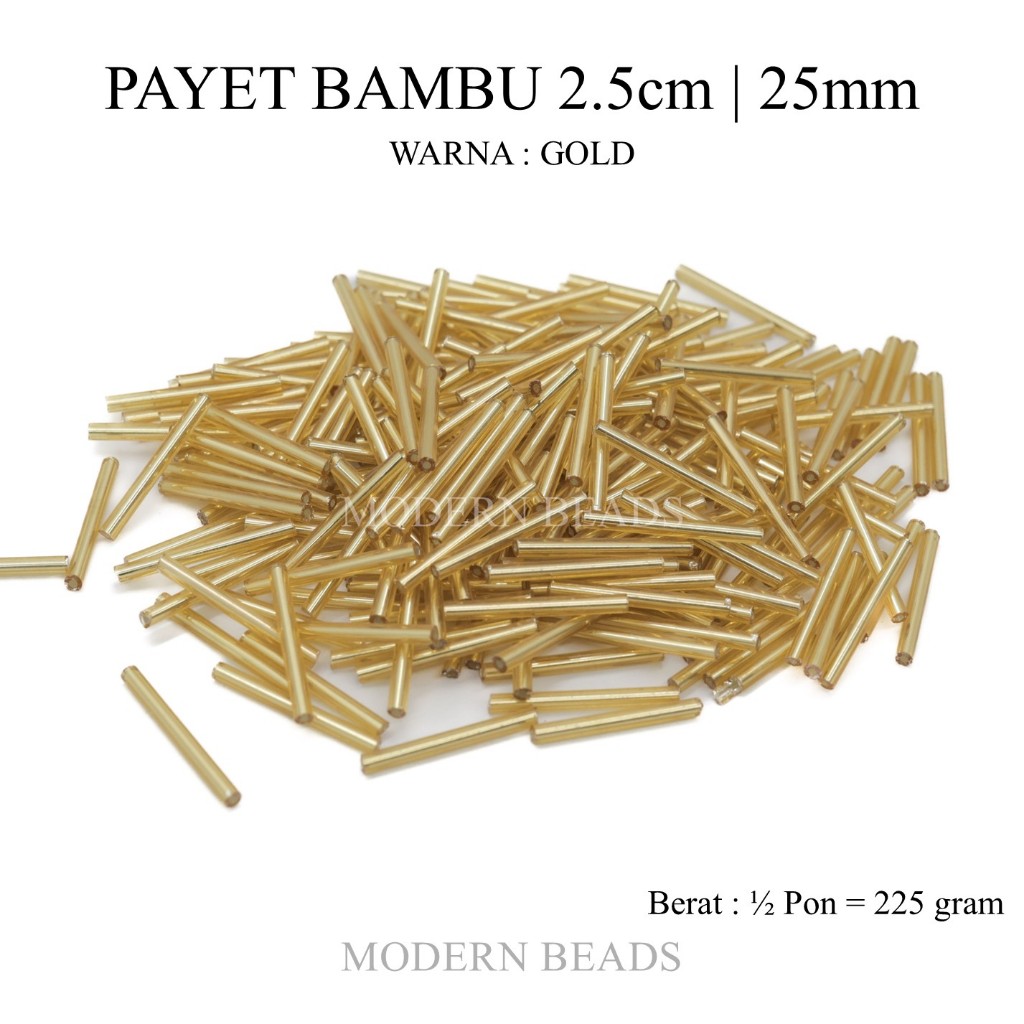 [1/2 PON] Payet Bambu 2.5cm / 25mm Warna Gold Mote Manik Bambu