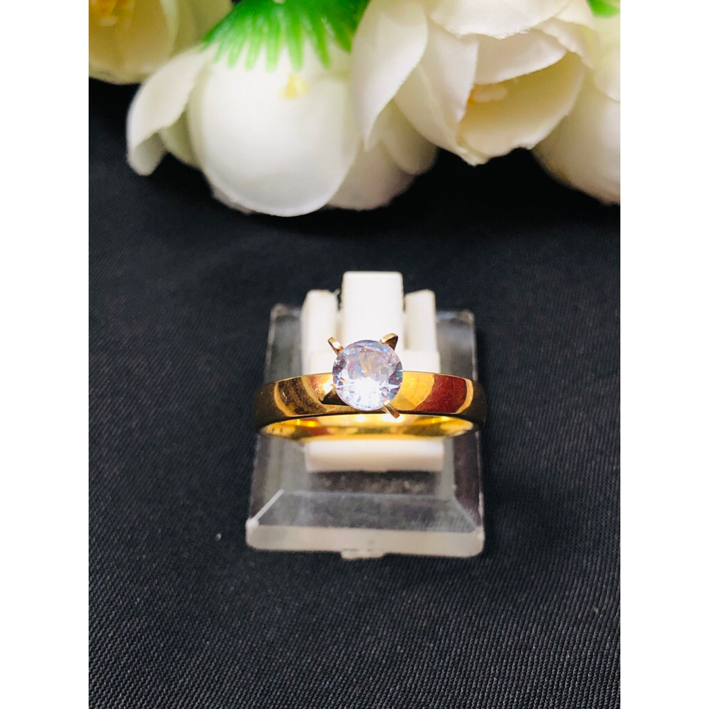 cincin polos mata satu besar cantik titanium ukuran 6,7,8,9