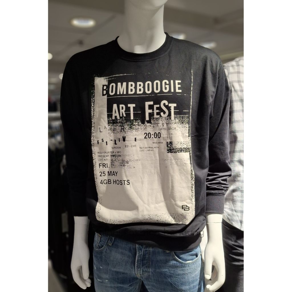 BOMBBOOGIE New Arrival Sweater Hitam Pria Bombboogie Original