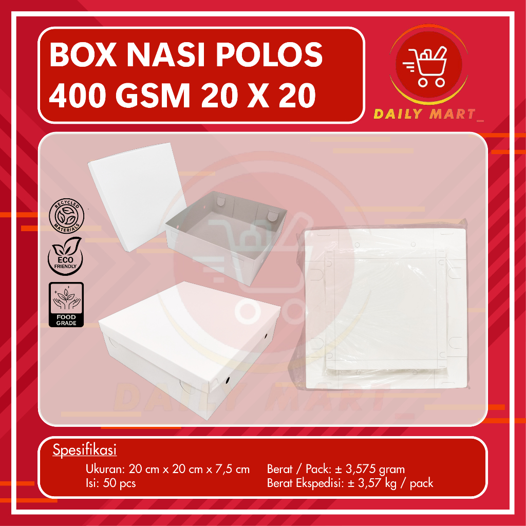 Dus Box 400gsm Kotak Nasi Kue Makanan 20x20 Polos 20 x 20 Mickey