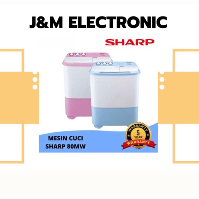 SHARP mesin cuci 80 mw sharp mesin cuci 2 tabung 8kg ES-T80MW MESIN CUCI SHARP 80 MW