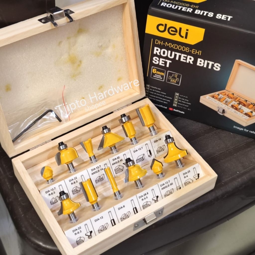 Mata Trimmer Set 6 mm Isi 12pcs Router Profil Bits Set