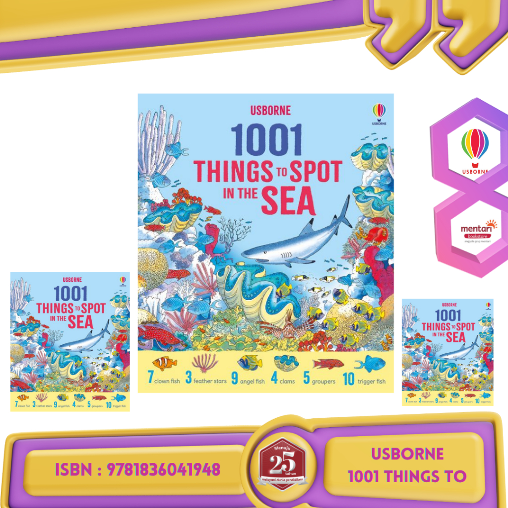 Mentari Bookstore - Usborne 1001 Things to Spot in the Sea | A Fun Picture Book to Find and Count Se