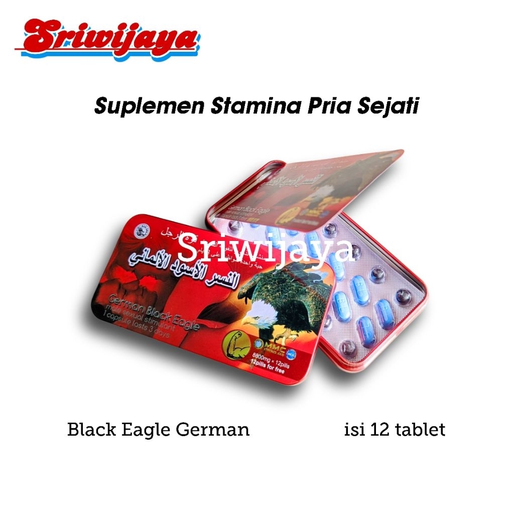 Suplemen German Black Eagle isi 12 Pil Original Stamina Pria Tahan Lama Asli Import Berkualitas Side
