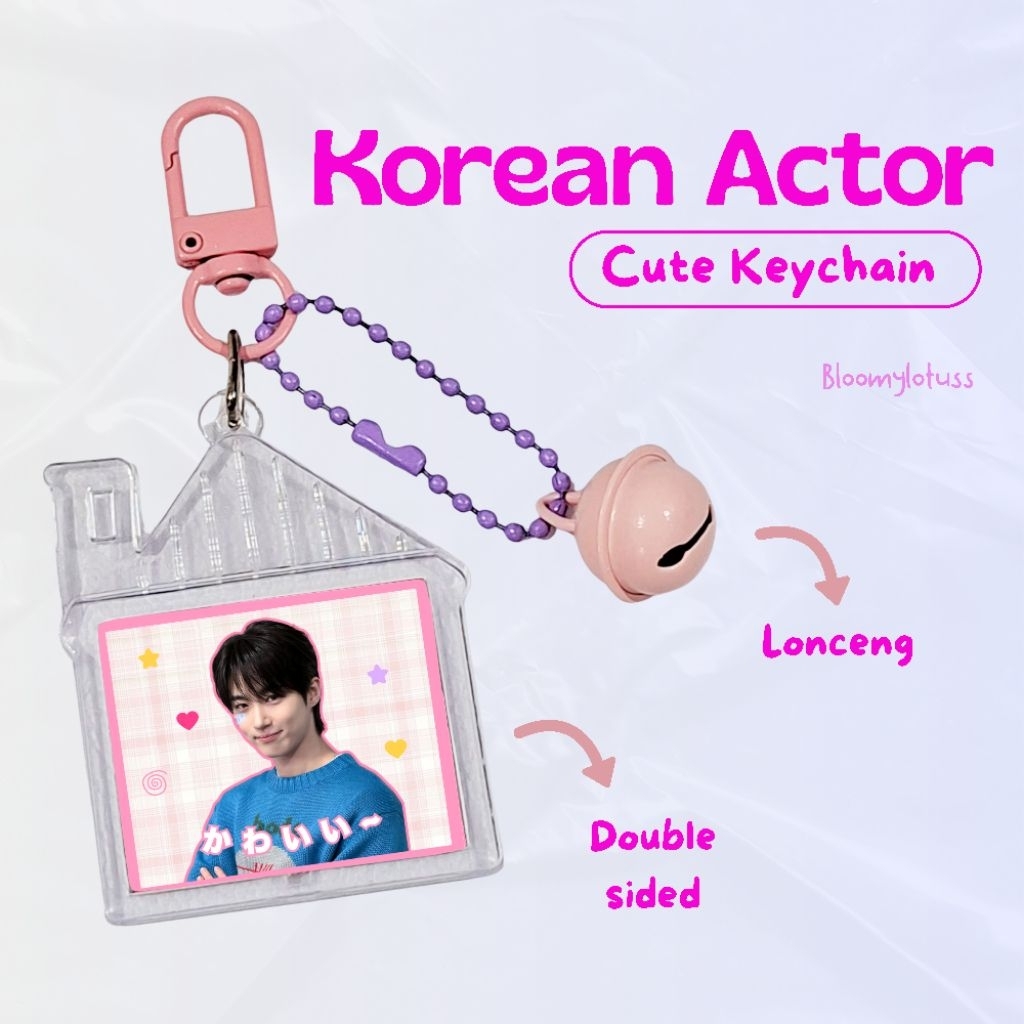 Keychain AKTOR KOREA cute house | bagcharm pink korean actor byeon wooseok cha eunwoo choi hyunwook 