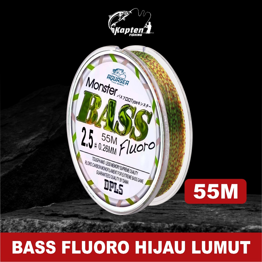 senar Pancing Bass FLUOROCARBON 55M Warna Hijau  lumut Senar Pancing   Sangat kuat senar pancing sup