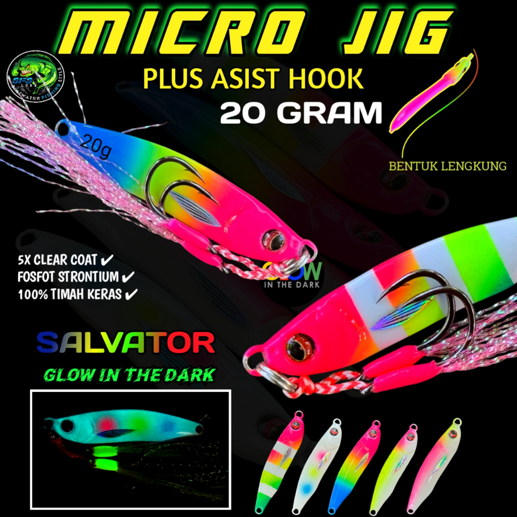 Metal Jig full gid 20gram set assist hook Micro Jig 20gram Copy Exodus Killer Bahan CNC Molding 5x L