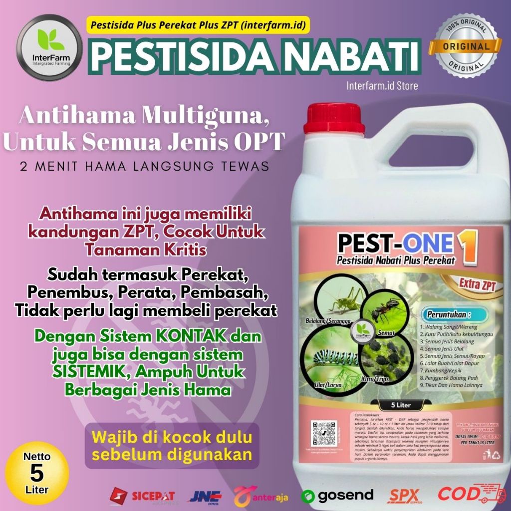 Pestisida Nabati Pengendali Hama Tanaman Plus Perekat + ZPT, dengan Sistem Kontak 2 Menit Hama Mati