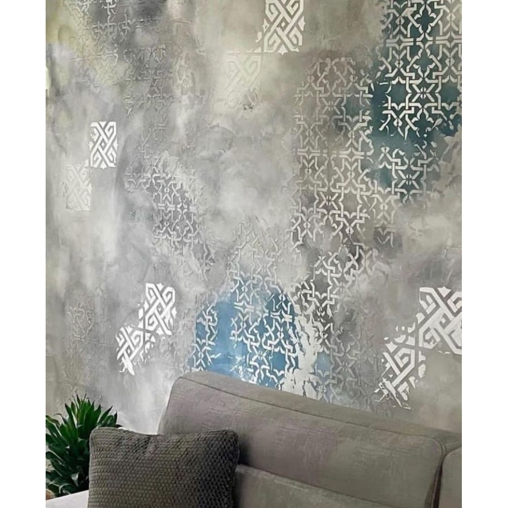 stensil tekstur dinding motif turqy