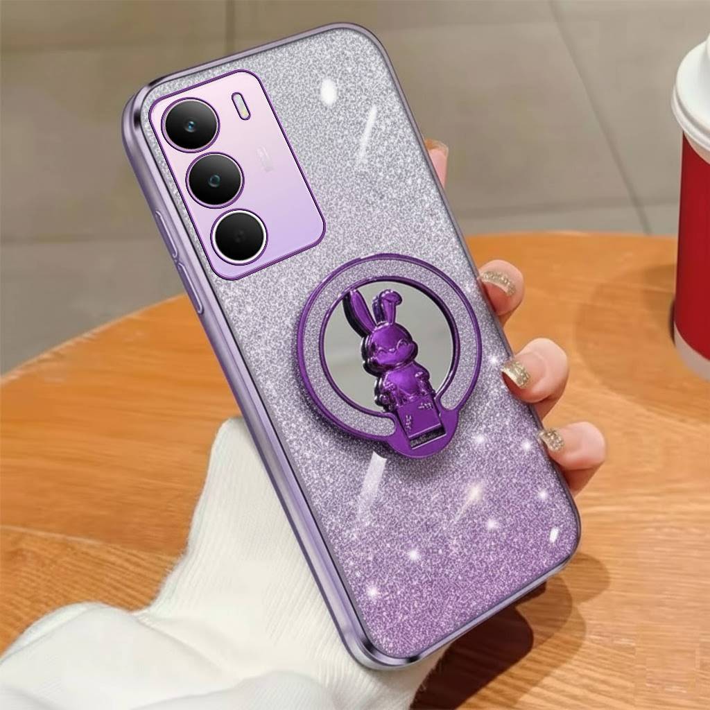 Casing Realme P3 Lite Case Glitter Aesthetic Ring Cermin Motif kelinci