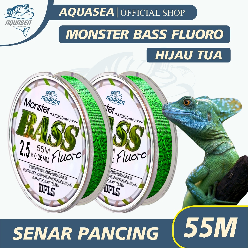 AQUASEA Tali Pancing Bass 55M Hijau tua Pancing Sangat kuat anti keriting ikan murah