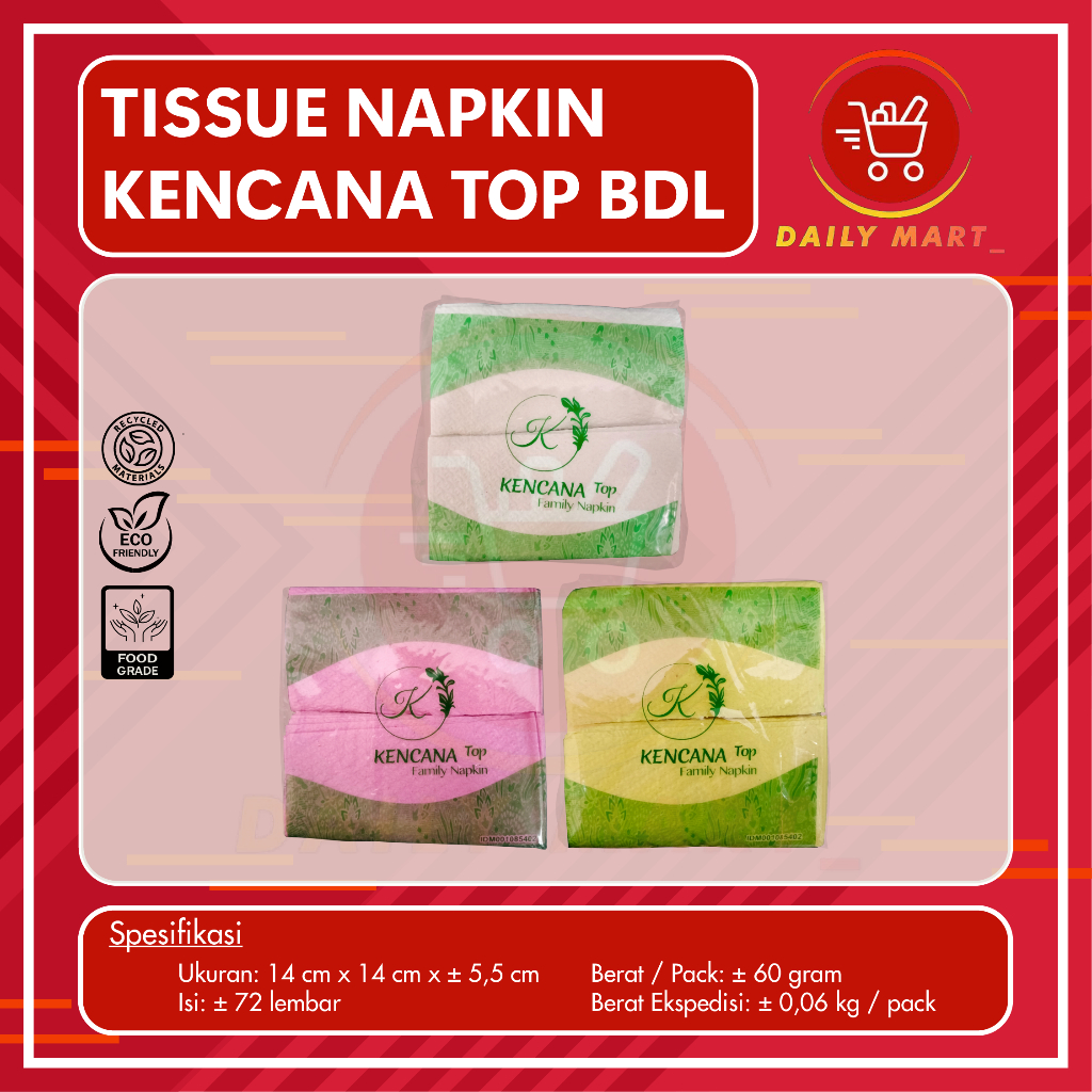 Tissue Napkin BDL Putih / Warna Tissue Meja Makan